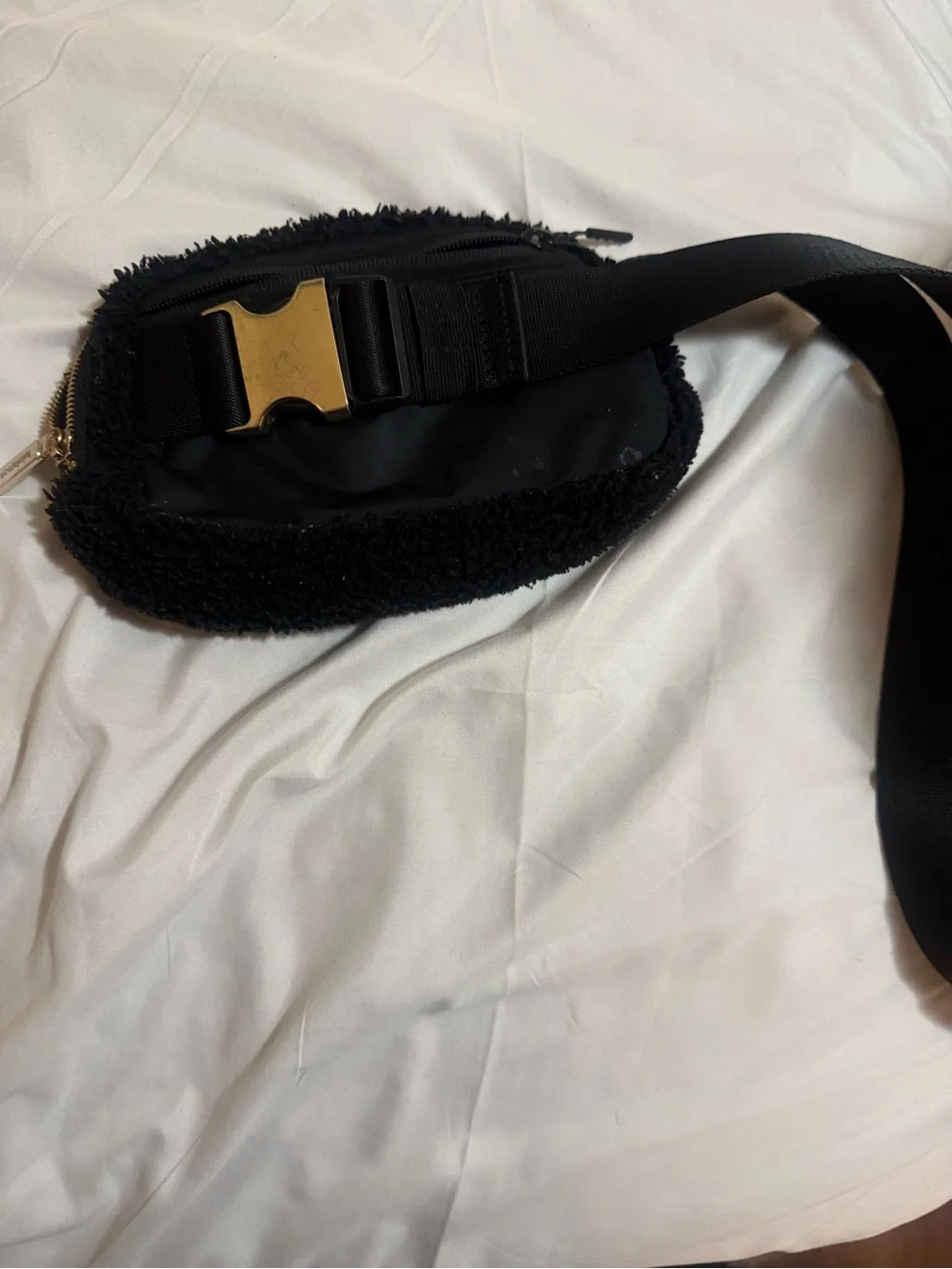 lululemon athletica Black Sherpa Waist Pouch with Gold Accent